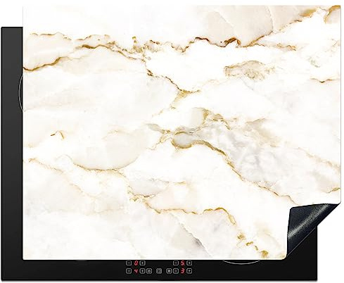 KitchenYeah© Cubre Vitrocerámica | 65x52 cm - Protector Vitroceramica Induccion - Tapa Vitroceramica - Protector de Vitroceramica Mármol - Piedra caliza - Oro