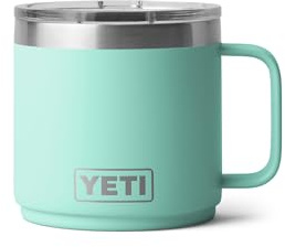 YETI Rambler 14 oz Stackable Mug, Vacuum Insulated, Stainless Steel with MagSlider Lid, Seafoam