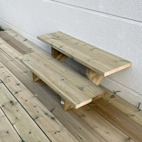 Scala esterna BERLIN, 2 gradini, Altezza 37cm, Larghezza 100cm, senza alzate, Scala in kit in Legno Autoclave- Vinuovo