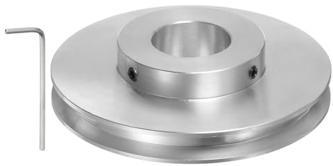 sourcing map Einzelrillen-Riemenscheibe 22mm feste Bohrung 80mm Außendurchmesser Aluminiumlegierung mit Sechskantschlüssel für Bohrmaschine 6mm PU-Rundriemen