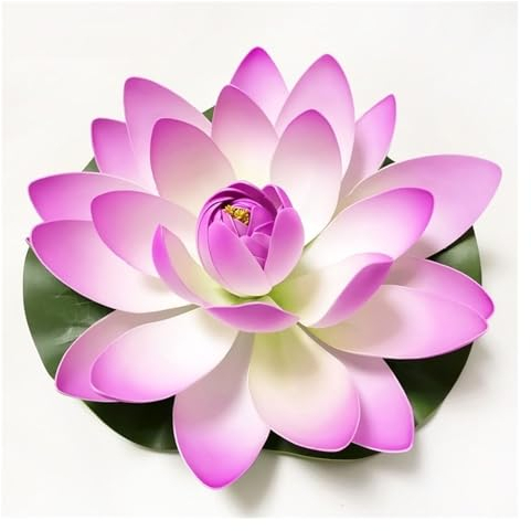 KüNstlicher Lotus 10/17/28/40/60 cm Schwimmende Lotus-Kunstblume, lebensechte Seerosen-Mikrolandschaft for Hochzeitsteich-Gartendekoration KüNstliche Seerosen (Color : 40cm Purple)