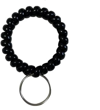 25 Pcs Porte-clés spiralé extensible, Porte-clés spiralé pour porte-clés et porte-numéros (Noir)