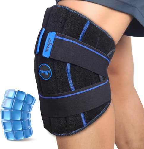 NEWGO Cold Therapy Knee Ice Pack Wrap, 2 Hours Long-Lasting Relief for Knee Replacement Surgery, Injuries, Swelling & Post-Surgery Recovery, Reusable Gel Ice Pack for Sports Injuries