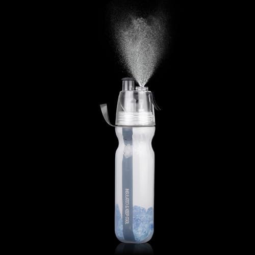 Water Bottle with Spray Mist,500ml Misting Water Bottle,Sport Water Spray Bottle with Flip Straw,Drinking Bottle for Outdoor Gym Hydration,for Cycling Climbing Fitness Hiking Mountaineering Cooling