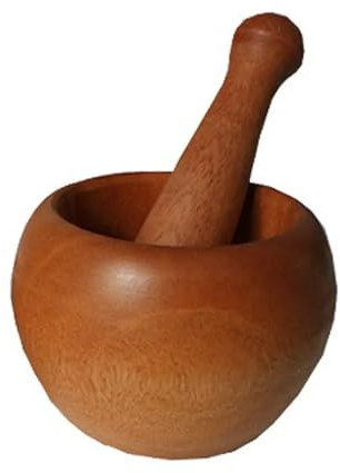 CaFfen Mortaio con Pestello Utensili da Cucina in Legno durevoli, pestello, Mortaio, macinapepe, macinamedicinale, frantoio for spezie Mortaio(L)