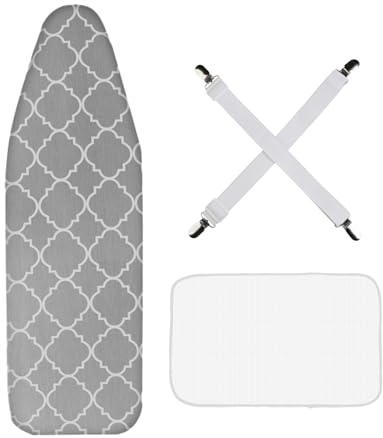 GUTERTOP Bügelbrettbezug 120x40 mit Bügeltuch und Halteklammer, Bügeltischbezug für Dampfbügeleisen Und Dampfbügeleisen(Wird mit Zwei Schichten Baumwollpolsterung geliefert)