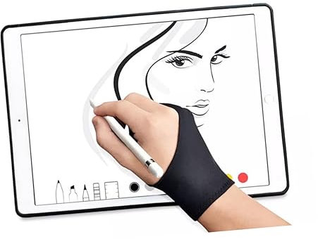 VILLCASE 2pcs Two Finger Drawing Gloves for Tablet Men's Work Gloves Left Fingers Protection for Sketching Light Tablet Pen Pencil