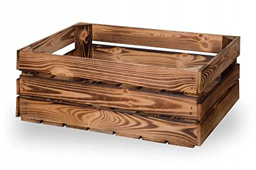 MIJUBOX - Boîte de rangement en bois - Caisse en bois - Marron - 60 x 40 x 20 cm