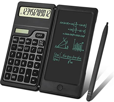 MQPALZKD Miniräknare 12-siffriga standardfunktion skrivbord miniräknare med skrivplatta sol- och batterikraft