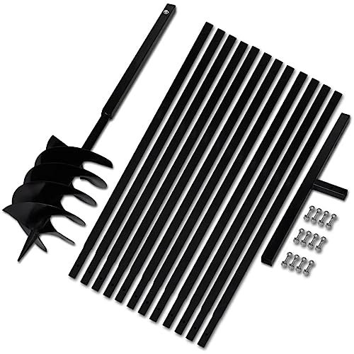 Tidyard Bêche et tarière Manuelle 200 mm avec Rallonge 13 m Acier