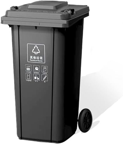 Bote De Basura De Garaje De Plástico con Ruedas, Cuerpo Engrosado Y Ruedas Reforzadas, Contenedor De Basura Móvil Industrial De Servicio Pesado, Fácil De Limpiar Y Mover (Black 240L)