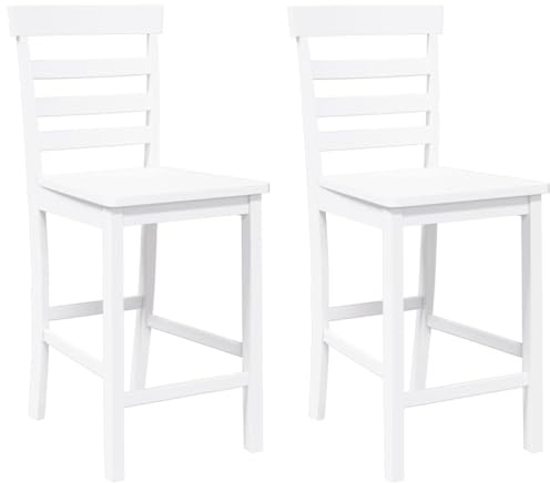 vidaXL Barhocker 2 STK. Weiß Massivholz Gummibaum