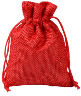 OUDQFCJ 30 piezas bolsas de yute reutilizables bolsa con cordón bolsa de lino de algodón con cordón bolsa de almacenamiento bolsa de joyería bolsa de regalo para bodas (7 x 9 cm) (rojo)