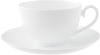 Villeroy & Boch Royal Café au Lait - Lot de 6 tasses avec soucoupes - 400 ml - Service à café au lait pour 6 personnes - Vaisselle à cappuccino classique - Porcelaine de qualité supérieure - Blanc