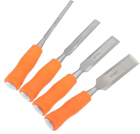 Angoily 4 Cinceles de Tallado para Madera, Mango Ergonómico de Plástico, Herramientas de Carpintería para Manualidades y Bricolaje Hogar