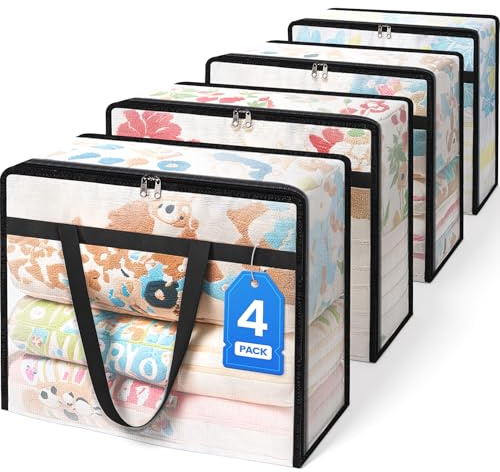 BlissTotes Moving Bags 40L 4PCS, Clear Clothes Storage Under Bed Storage
