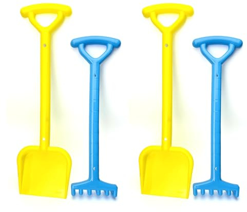 Lizzy 4pc Beach Shovel and Rake for Kids | 47cm Reusable Plastic Shovel Sand Beach Toys Set for Toddler Castle Set Tools With Rake and Spade Tools Children Outdoor Toy For your Spring/Summer Holiday