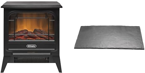 Dimplex MicroStove Optiflame Small Black Electric Stove Fire and Slate Effect Hearth Pad