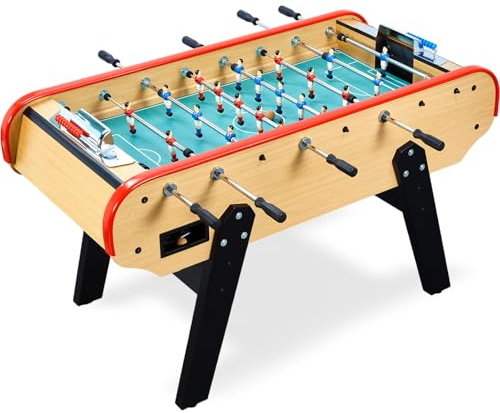 Mister Babyfoot Scudetto - Baby-Foot Adulte Intérieur Bois Clair, Table de Jeux Française 156,3x76,5x89,5 cm, sans Monnayeur, Barres Télescopiques, 3 Balles Incluses