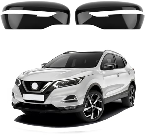 1 Par Tapa Cubierta del Espejo Reemplazar para Nissan Qashqai J11 2014-2020/Rogue 2013-2021, Cubierta del Espejo Tapas de Espejo Retrovisor (Negro)