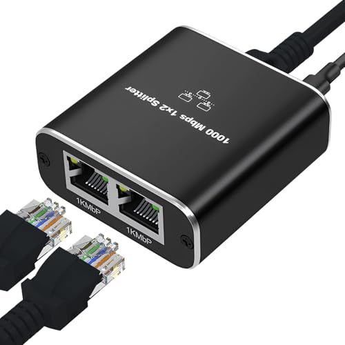 1000Mbps Cat6 Ethernet Network Switch, 1 to 2 Gigabit Ethernet Splitter High-Speed Network Switch RJ45 LAN Internet Splitter with USB-C Power Cable for PC/Laptop Xbox PS5 ADSL Digital TV Modem Router
