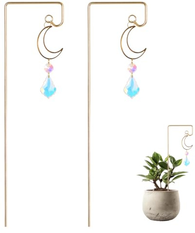 Petit Treillis pour Plantes Grimpantes,2 Mini Supports pour Plantes Grimpantes avec Attrape-Soleil en Cristal Coloré pour Plantes en Pot,Jardin de Fenêtre D'intérieur
