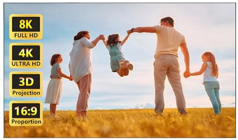 Pantalla de Proyector Gris de Marco Fijo 60/80 Pulgadas, Pantalla de Proyección de Pared Gain 2,5, 16:9 4K 8K 3D Visualización de Proyección for Hogar(92in 16:9)