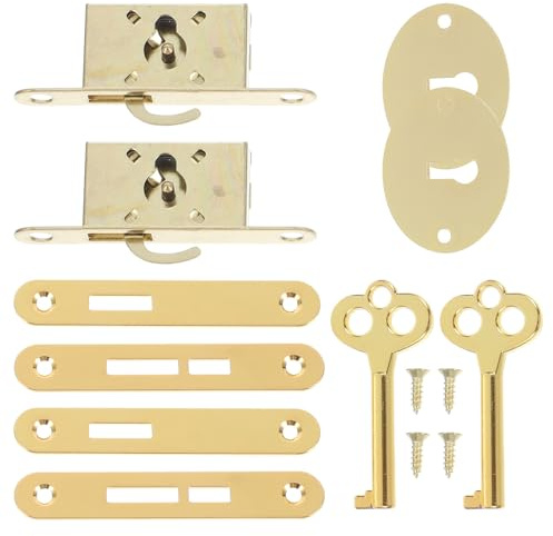Kisangel 2 Sets Vintage Style Cabinet Padlocks with Keys Box Cam Locks for Jewelry Boxes DIY Decorative Antique Locks for Cupboards