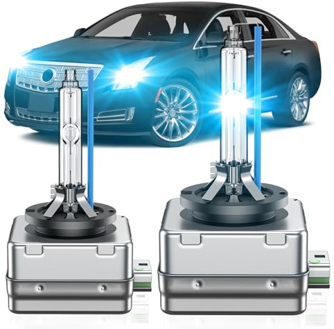 SENROBO D3S HID Bulb Fit for 2013-2017 Cadillac XTS ATS VSport Premium Luxury 13587843 OEM 35W Projector D3S Xenon Headlight Bulbs Replace, 8000K Blue Super Bright D3SC1 Bi-xenon Light, Pack of 2