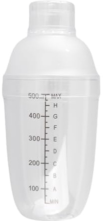 Coctelera de plástico reutilizable, 2 uds., mezclador de bebidas, agitador de mano, taza con báscula, mezclador de vino, botella, cóctel, té, medidor medidor para fiesta (530ml)