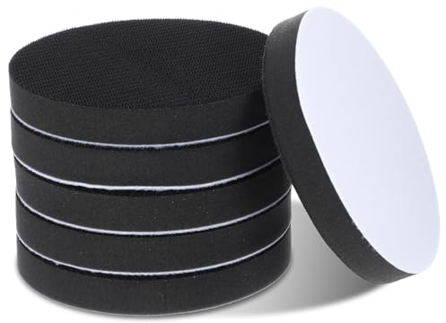 Wanmu 6 Pcs Foam Interface Pads, 6 Inch Hook and Loop Soft Density Sponge Cushion Buffer Backing Pad, Professional Sponge Sanding Pads for Orbital Sander Polishing, Thickness 23mm/0.9in