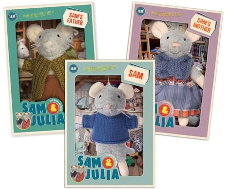 Sam, Mom and Dad Plush Bundle - The Original Characters from The Popular Children's Book Range - 1/12 Size for Standard Dollhouse - Contains: 3 Soft Toy Mice 11-12cm