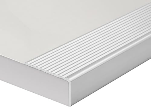 L-Form Treppenkantenprofil, Aluminium-Treppenkantenschutz, Treppenkanten für Innen- und Außentreppen, Winkelprofil Treppenprofil(Silber,150x3x2cm)