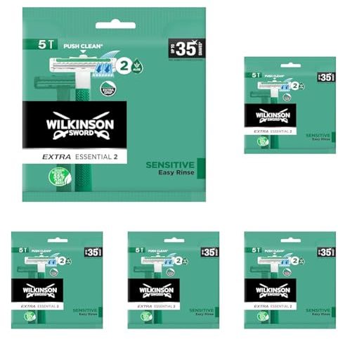 Wilkinson Sword Extra Essential 2 Sensitive Einwegrasierer für Männer 5 (Packung mit 5)