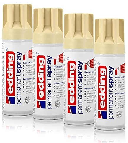 4x edding Permanent Spray hellelfenbein 200 ml Premium Acryllack, RAL 1015