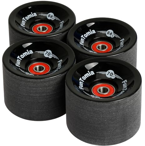 FunTomia 4 Stück Longboard/Skateboard Rollen (Big Wheels) in 70x51mm 80A inkl. ABEC-9 Kugellager