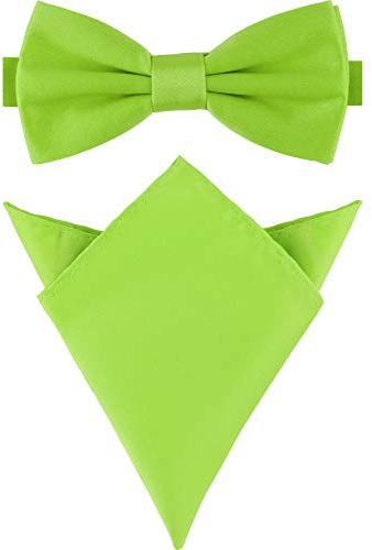 Ladeheid Herren Schmale Fliege & Einstecktuch Set M/P (12cm x 6cm, 22cm x 22cm)