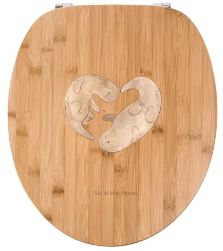 Mr. & Mrs. Panda Motiv WC Sitz Otter Herz - Geschenk, Toilettendeckel, WC-Sitz, Bessere Hälfte, Klobrille, Seeotter, Klodeckel, Toilette, Verlobung,