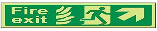 VSafety Schild mit Aufschrift Fire Exit, leuchtet im Dunkeln, 600 mm x 200 mm, selbstklebendes Vinyl