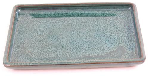 Bonsai - Untersetzer eckig 23.5 x 17.5 (innen 21 x 15) cm grün Keramik 53321