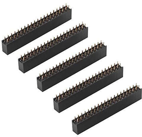 SEAFRONT Stiftleiste Set, 5pcs 2.54mm Female Pin Header 2 x 20 Pins Zweireihige Short Pin Header Connector für Raspberry Pi