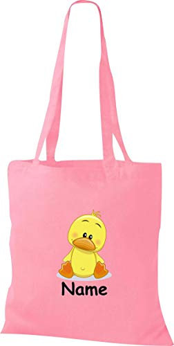 Shirtinstyle Stoffbeutel Tasche, Tiermotiv Küken mit Wunschnamen, Natur Zoo Tiere Animal, Geschenk, Baumwolltasche, Logo, Spruch, Verwandschaft, Motiv, Farbe Rot