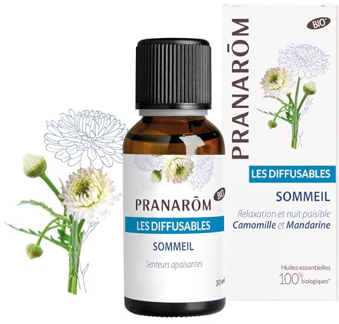 Pranarôm Les Diffusables Sommeil Camomille Mandarine Bio 30 ml | Lavande vraie et camomille noble pour favoriser des nuits paisibles et réparatrices.