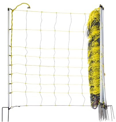 horizont Schafnetz Höhe 105cm Länge 50m Elektrozaun | Elektrifizierbarer Schafzaun, Ziegenzaun mit Doppelspitze und Erdleiter, extreme Leitfähigkeit für sichere Weidehaltung