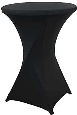 Dololoo Stretch Stehtischhussen Elasthan Tischdecke, Ø 80-85cmX110cm Rund Husse für Stehtische Tischhusse, Schwarz