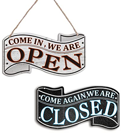 NBEADS Cartello in Legno Aperto e Chiuso, Segno Negozio Appeso per Coffee Bar Shop Door Window