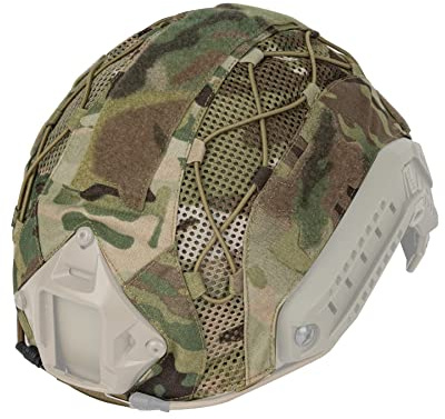 TOPTACPRO Housse de Camouflage pour Casque Tactique pour Fast Casque de Taille M/L, Équipement de tir de Paintball 500D Nylon (Multi-Camo)