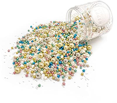 Happy Sprinkles MAGICAL FIREWORKS - Party Streusel Torten Cupcake Deko -90g | Eleganter Streuselmix mit Schokolade, für Torten, Cupcakes & Desserts, ideal für Silvester, Hochzeit & festliche Anlässe