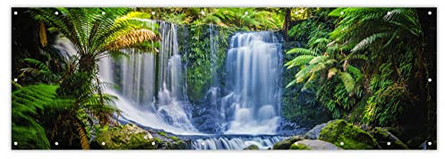 MuchoWow® Balkon Sichtschutz Sichtschutzmatte Balkonbanner Abdeckung für Terrasse Balkon Windschutz Blickdicht Wetterfest 300x110 cm Dschungel - Wasserfall - Australien - Pflanzen - Natur