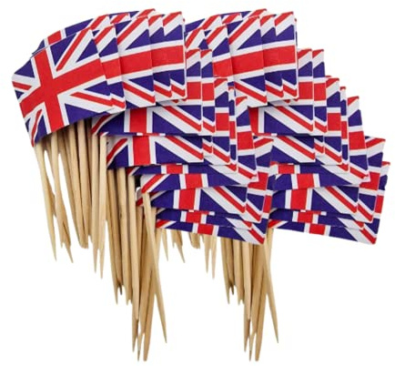 ZYBUX - KING CHARLES III Coronation Cake Toppers Cake Decorations, 100pcs Union Jack Flags Toothpick Flags Cake Decorations 2023 Cupcakes Picks Toppers for King Charles Coronation